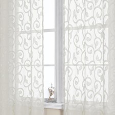 Furman Ivory Sheer Curtains 84 inches Long for Bedroom Living Room 2 Panels S...