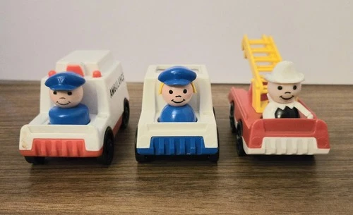 Vintage Fisher Price Little People Fire Ambulance Mail Carrier  People Figures