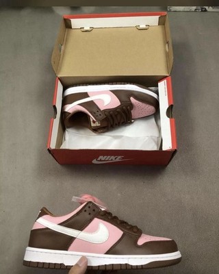 Nike Dunk Low Colorblock Pink Brown White Leather Women's Sneakers