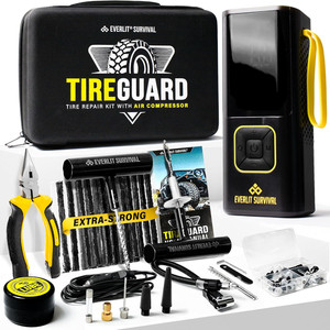 All-In-One Tire Repair Kit with Air Compressor – 150 PSI Portable Cordless Tire