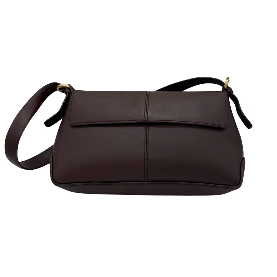 Bolso de Hombro Vintage Etienne Aigner Cuero Genuino Rico Marrón Oscuro Emblema Lateral Foto 2 de 4