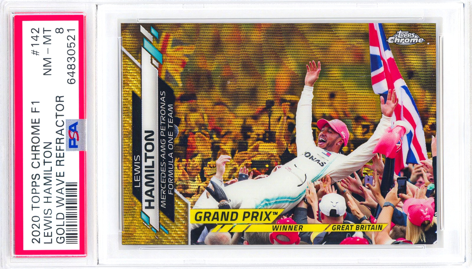 2020 Topps Chrome Lewis Hamilton Gold Wave /50 PSA 8 (NONE HIGHER) Formula 1 F1