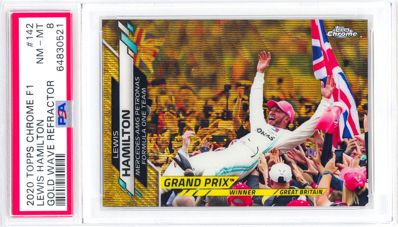 2020 Topps Chrome Lewis Hamilton Gold Wave /50 PSA 8 (NONE HIGHER) Formula 1 F1
