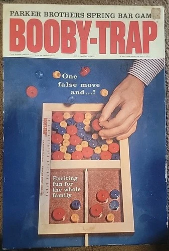 VINTAGE Booby Trap Game Wooden Spring Board Wood Parker Brothers 1965 in org box