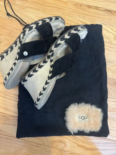 Sandali UGG scamosciati con zeppa in shearling ��taglia 7