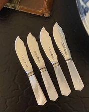 🎄🎄🎄Petite Asprey English Sterling Silver Mother Pearl Caviar Pâté Knife Set 4