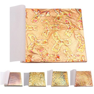 50 Stück buntes Blattgold Folienpapier für Kunst Vergoldung Basteln Deko,