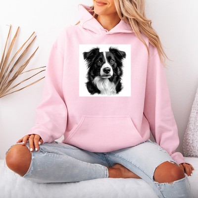 Border Collie Dogs Animals Womens Hoodie Sweatshirt Realistic Pullover Hoodies
