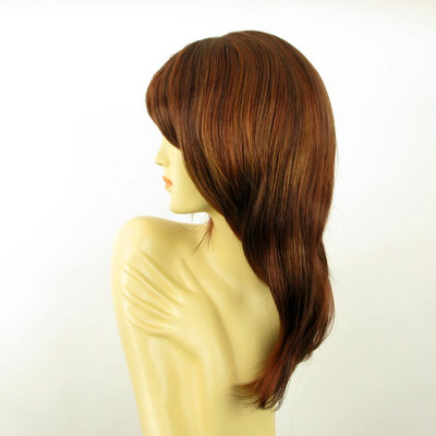 Perruque Mi-Longueur Carly - Couleur Brown Copper Avec Mèches Blondes Et Rouges - Synthétique - Neuf