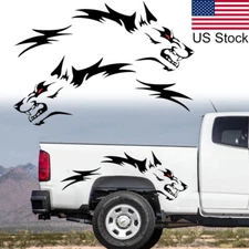 2pcs Black Wolf Graphics Car Rear Wheel Body Side Door DIY Decal Sticker Decor