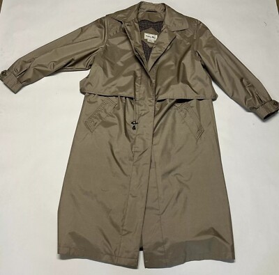 Vintage British Mist Womens Beige Trench Coat Detachable Lining Size 14 