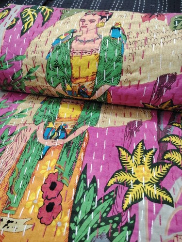 Bedspread Throw Rajasthani Queen Print Indian Kantha Quilt,blanket king size - Picture 4 of 8