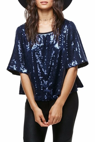 Free People OB551672 ночь лихорадка флот сверкают блестки футболка блузка  или топ - $98 | eBay