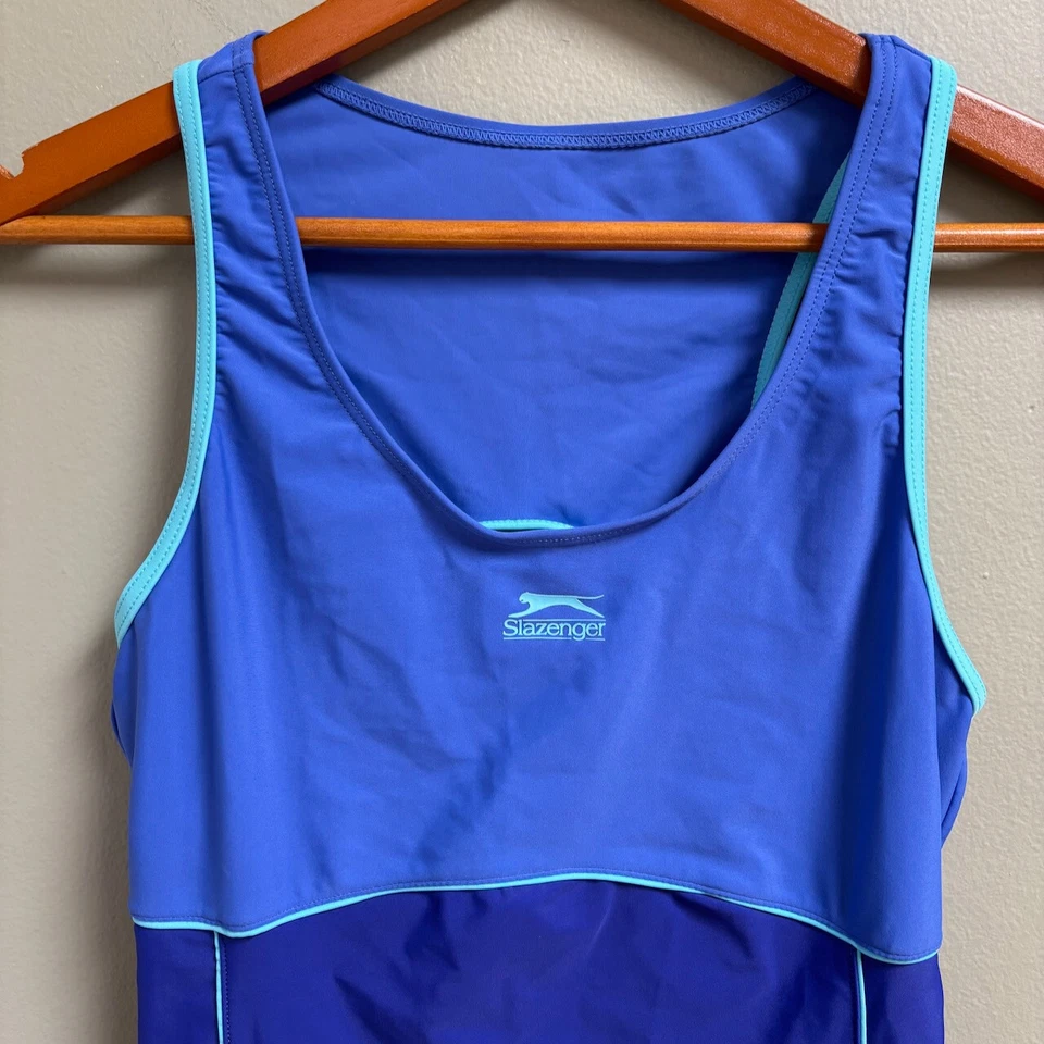 Slazenger Womens One Piece Swimsuit Boyleg Size 14 Blue Swim Racer - Image 2 of 4