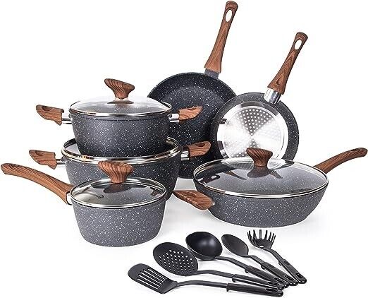 Nuovovva Pentole da Cucina 15 Pezzi con Coperchi | Set Pentole e...