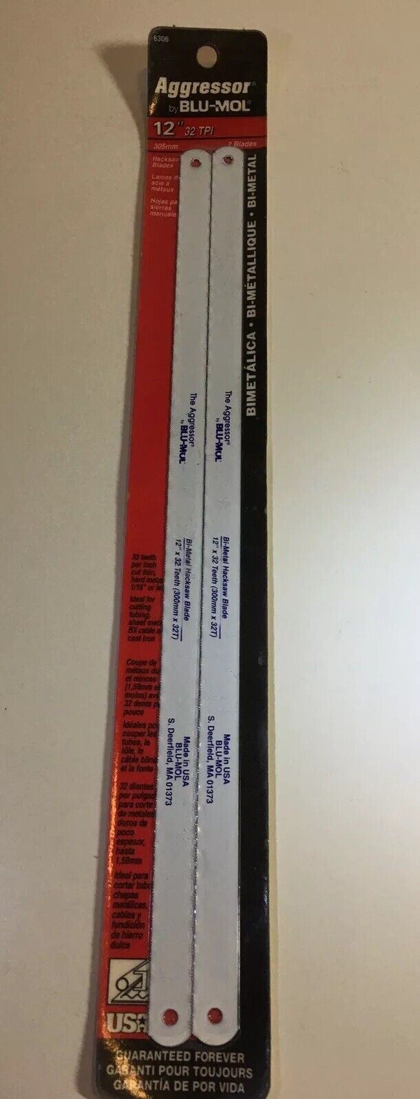 Aggressor By Blu-Mol Bi-metal 12” 32 TPI Hacksaw Blades Made In USA
