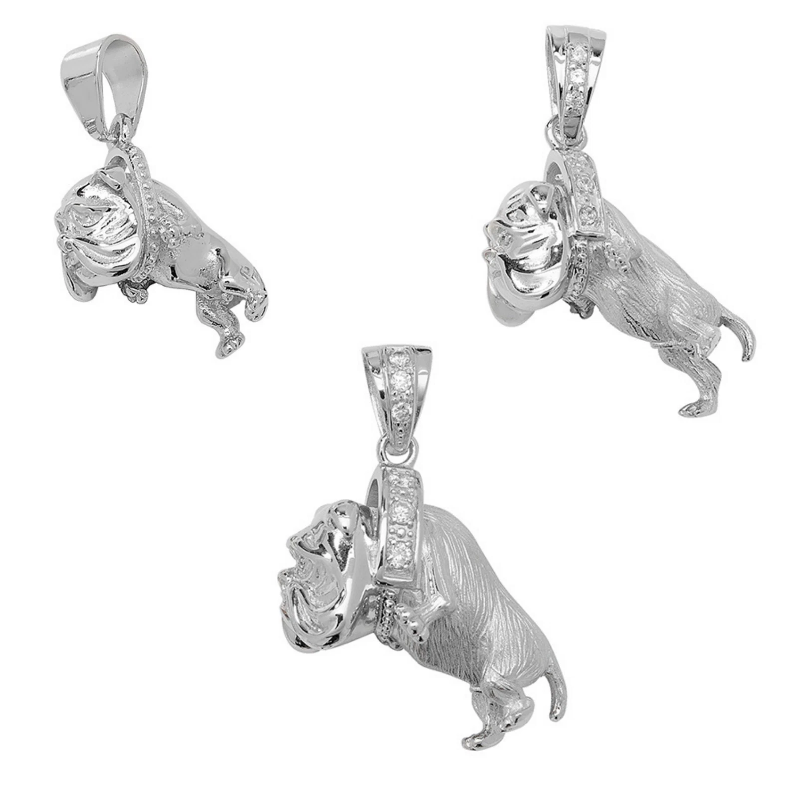 Sterling Silver British Bulldog Pendant Charm Keyring for Dog Lover Dogs Gift