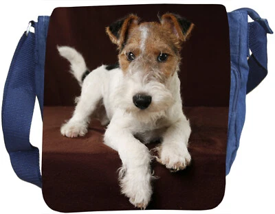 NANYUK FOXTERRIER - SCHULTERTASCHE Tasche Umhängetasche JEANS Baumwolle - FOX 01