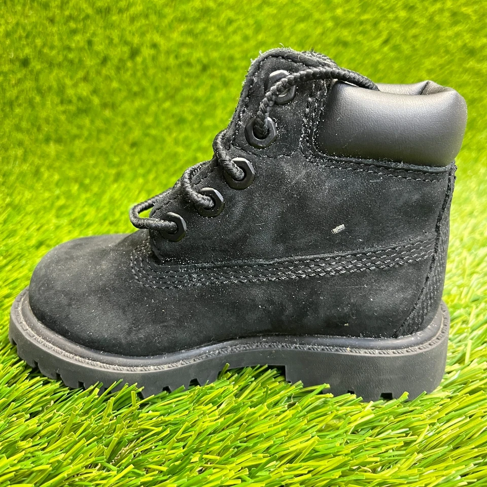 Timberland 6 pulgadas premium niño pequeño talla 6C negro exterior cuero botas impermeables Foto 2 de 4