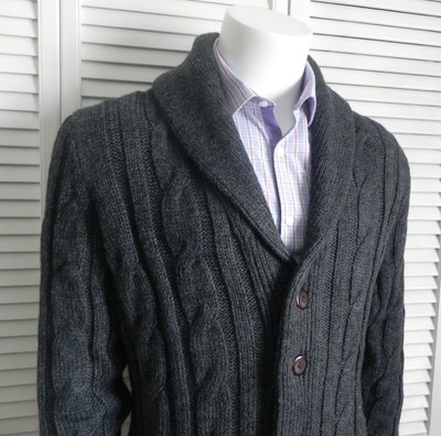dark grey cable knit cardigan