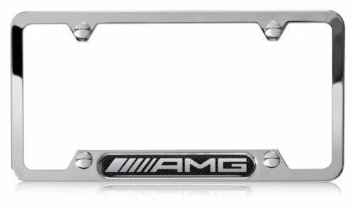 MERCEDES-BENZ STAINLESS STEEL AMG CARBON FIBER LICENSE PLATE FRAME NEW GENUINE - Image 4 of 4