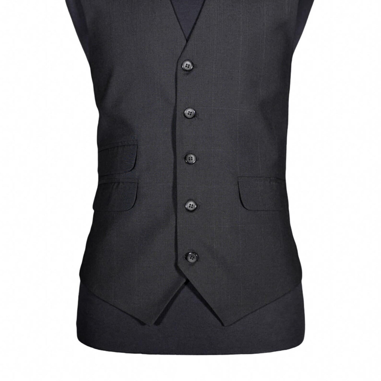 Mens Vest Suit Black Check Wool Silk Formal Tuxedo Wedding Waistcoat