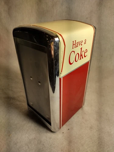 VTG Coca-Cola “Have a Coke” 2-Sided Paper Napkin Dispenser Stainless Steel 1992