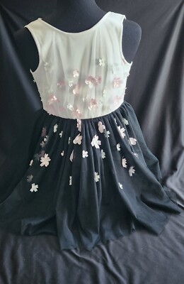 Hannah Banana Girls Cherry Blossom Black White Formal Dress Sleeveless Size  10 | eBay