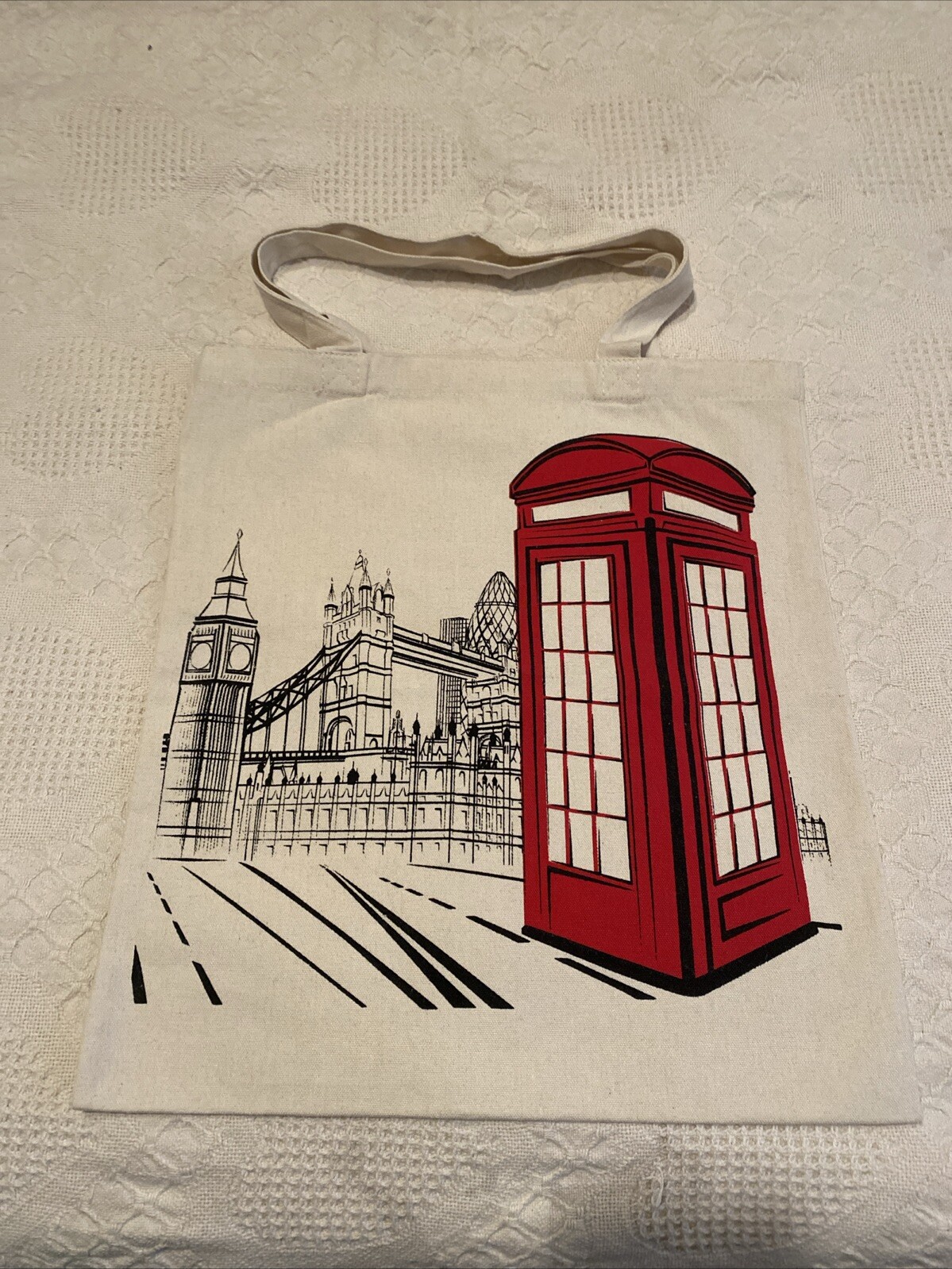 London Canvas Tote Bag From London with Tartis Phone Booth Natural Print