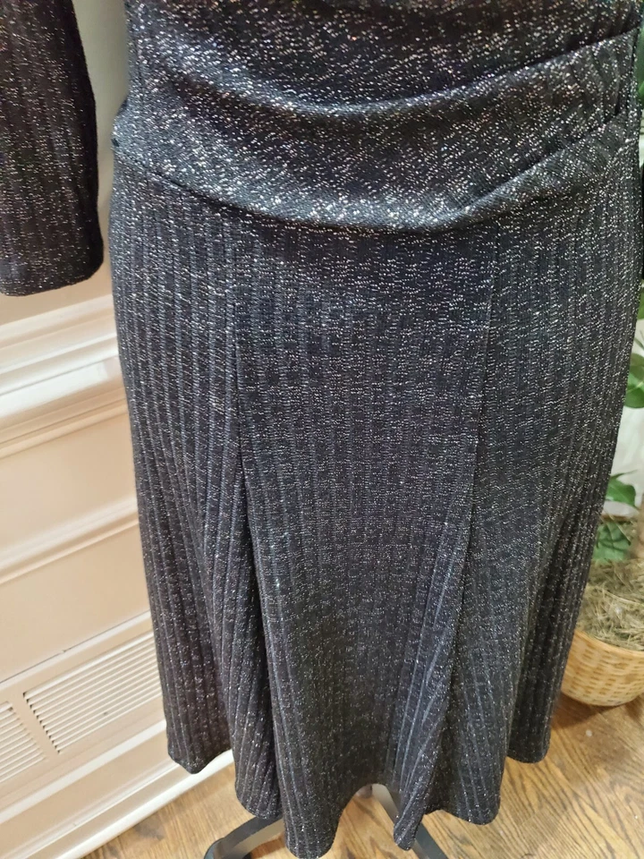 Vestido para mujer Studio 1 negro poliéster cuello redondo manga larga hasta la rodilla talla S Foto 4 de 4