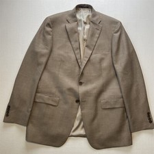 Hart Schaffner Marx 44L Khaki Slub USA Made Mens Blazer Sport Coat Jacket