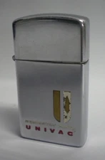 Rare Vintage Remington Rand Univac Zippo Lighter Computer Slim Flat Bottom