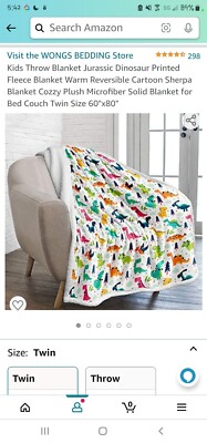 Jurassic Dinosaur Fleece Sherpa Blanket Twin Blanket for Kids Boys 60