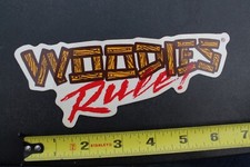 Woodies Rule Classic Custom Car Clear Wood Red OG V46B Vintage Surfing STICKER