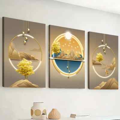 3pcs Light Luxury Golden Abstract Graphics Wall Art Canvas Unframed/Framed