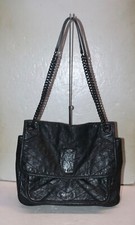 Saint Laurent Niki Black Crinkled Quilted Leather Large Flap Bag Ysl Logo