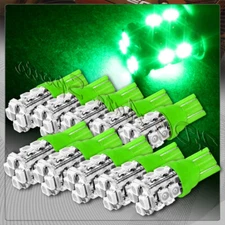 10x 12 SMD T10 194 12v Interior Instrument Panel Gauge Replacement Bulbs - Green