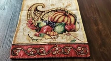 Thanksgiving fall harvest  table runner cornicopia pumpkins and fruits 13 x 72"