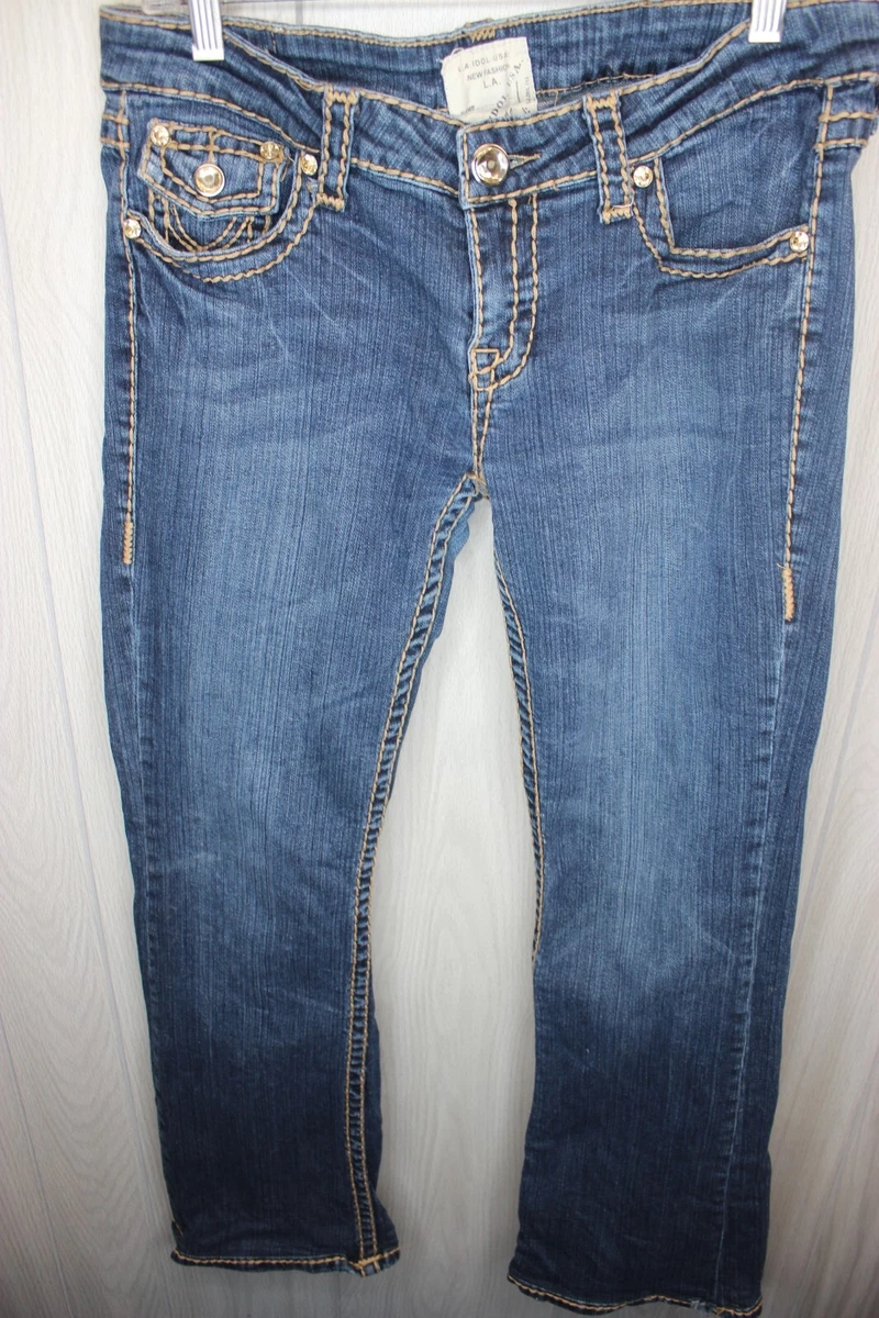 Jeans Capri LA IDOL USA – Taille 14 – Bleu, Embellishments, Neuf Avec étiquettes