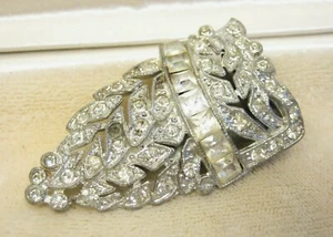 Unbelievable Antique Art Deco 30s Silver Tone Rhinestone Chandelier Pin Brooch