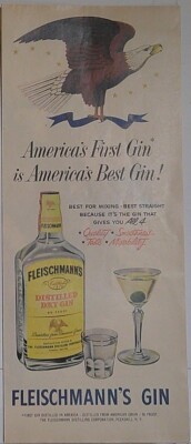 1952    Fleischmann's Gin America's First Gin      Vintage Magazine Ad