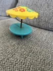 VTG 1972 FISHER PRICE LITTLE PEOPLE#909 FLORAL PICNIC UMBRELLA TABLE PLAY FAMILY