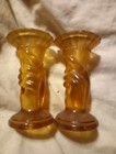 2 FENTON STRECH AMBERINA GLASS 4" HAND VASE VASES CANDLE HOLDERS They Glow — photo 2