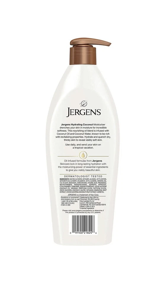 6X Jergens Oil Infused Hydrating Coconut Dry Skin Moisturizer 16.8 oz each - Image 3 of 4