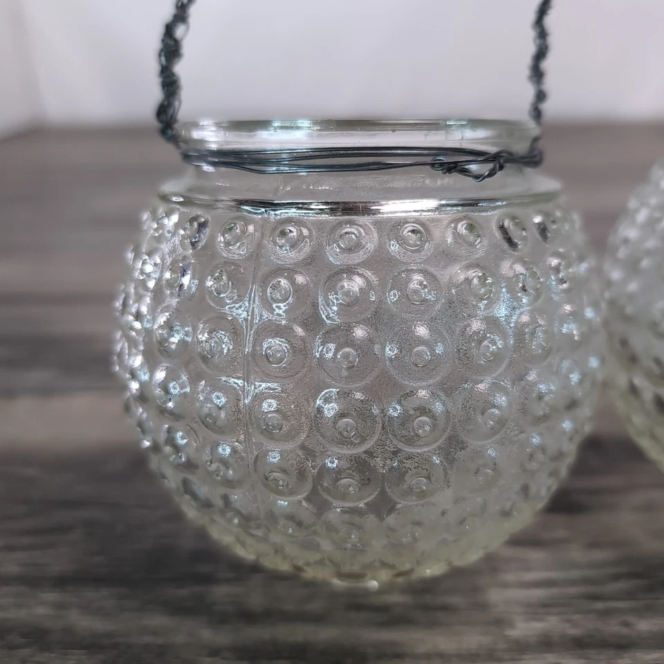 2 candelabros decorativos de vidrio con mango de metal para colgar clavos de placa Foto 3 de 4