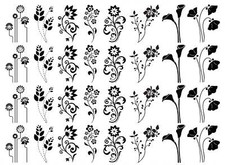 Fantasy Flowers 32 pcs 1.25 Inch Black Fused Glass Decals