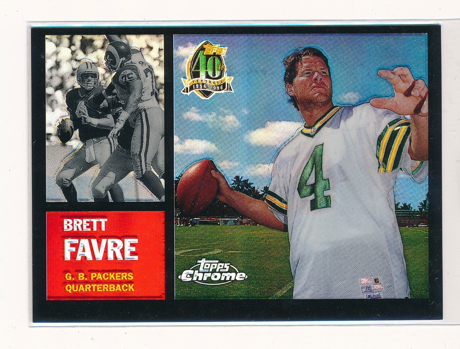 BRETT FAVRE 1996 TOPPS CHROME 40TH ANNIVERSARY RETROS REFRACTOR '62 *PACKERS*