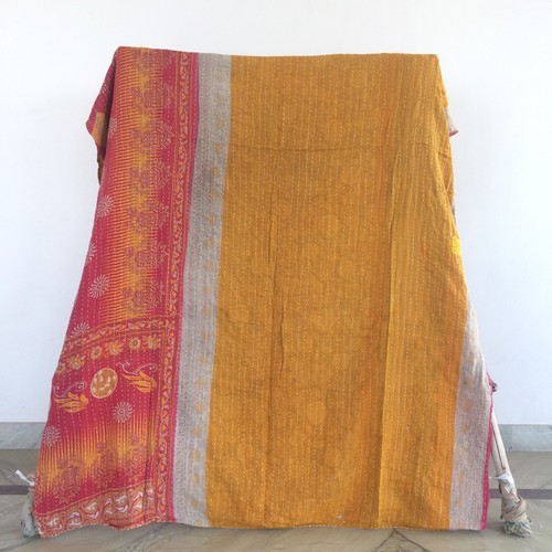 Indian Kantha Quilt Vintage Blanket Reversible Handmade Wholesale Lot 1 pc Throw - Picture 5 of 33