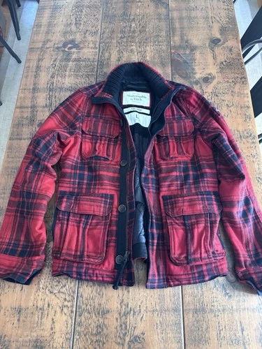 Vintage Abercrombie & Fitch Men's Large Red Plaid Pine Point Wool Jacket. video thumbnail