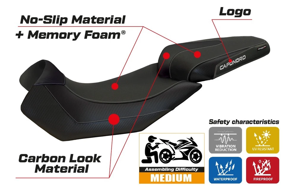 Cubierta de asiento Aprilia Caponord 1200 2013 2014 2015-2017 Tappezzeria Comfort negra Foto 2 de 4